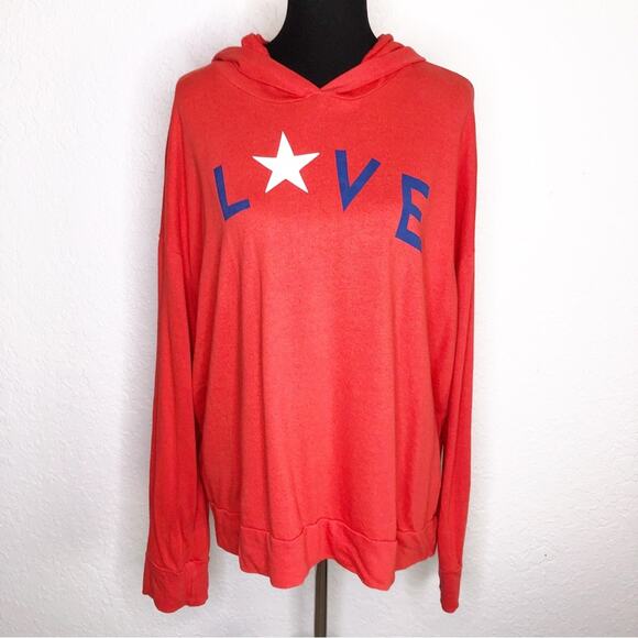 Sundry red Love star graphic hooded sweatshirt size 4 or Extra Large XL - Picture 1 of 16